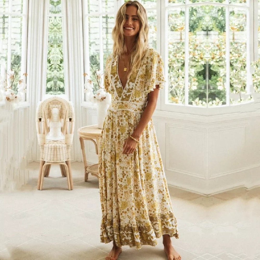 Lillium Boho Gypsy Floral Maxi Dress - Picture 2 of 9